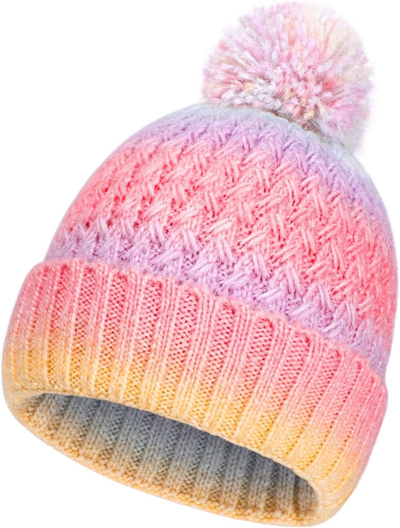 Peninpha Winter Hat for Kids Children, Girls Beanie with Pom Pom, Girls Accessories Knit Beanies Cap Age 7-12 - Image 1